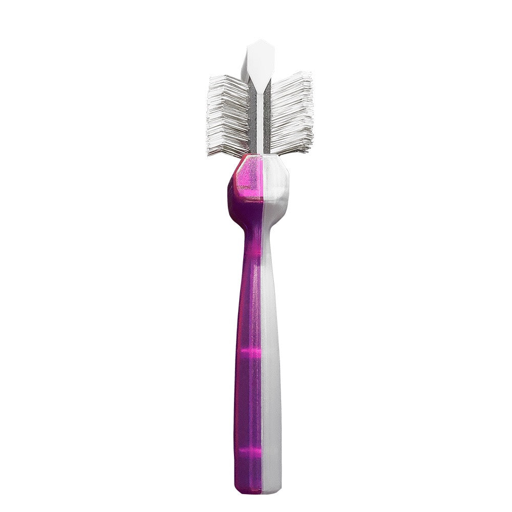 Duo Hundebørste - Pro Firm Purple + CoatGrabber Firm Silver